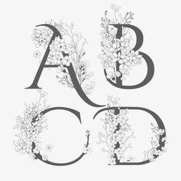 Vector Hand Drawn floral monograms and logos Stock Illustration