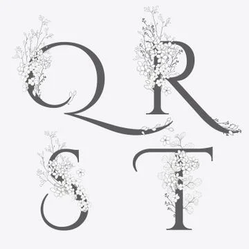 Vector Hand Drawn floral monograms and logos Stock Illustration