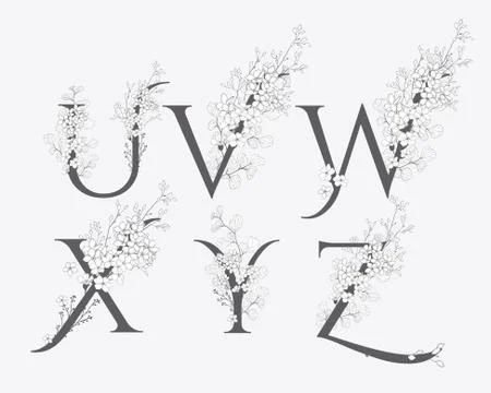 Vector Hand Drawn floral monograms and logos Stock Illustration