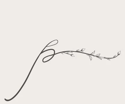 Vector Hand Drawn floral p monogram and logo Stock Illustration