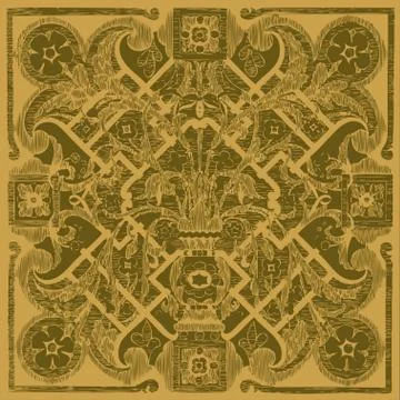 Vector hand drawn floral pattern tile background from khaki ornaments Stock-Illustration