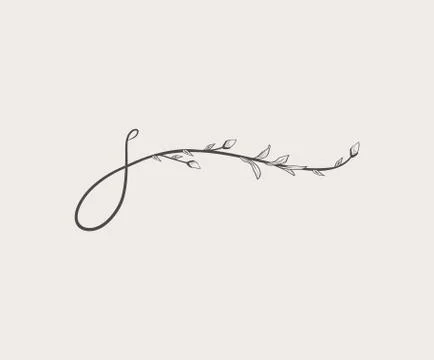 Vector Hand Drawn floral S monogram and logo Stock Illustration