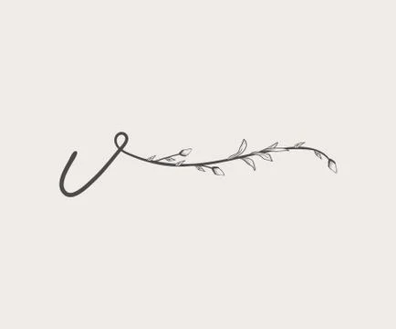 Vector Hand Drawn floral v monogram and logo Stock Illustration