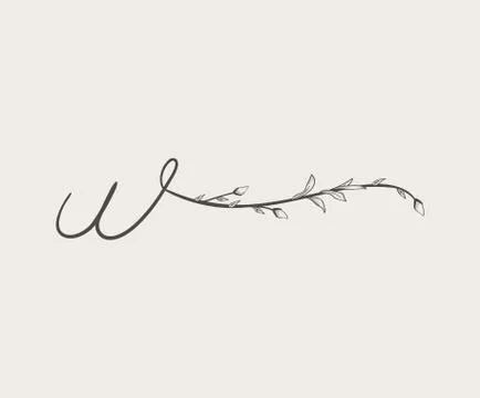Vector Hand Drawn floral w monogram and logo Stock Illustration