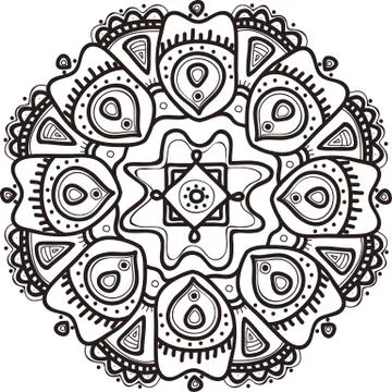 Vector hand drawn flower mandala. Ethnic ornament Stock Illustration