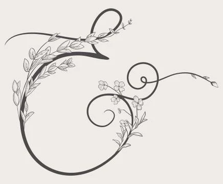 Vector Hand Drawn Flowered Ampersand monogram and logo Stock Illustration