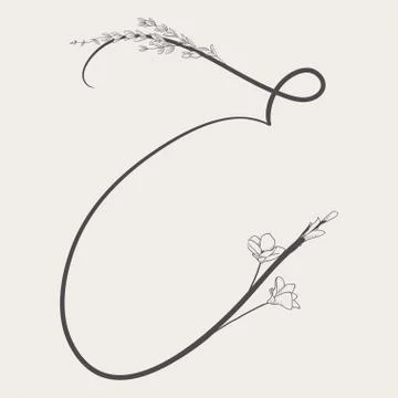 Vector Hand Drawn Flowered E monogram and logo Stock Illustration