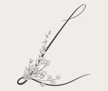 Vector Hand Drawn Flowered L monogram and logo Stock Illustration