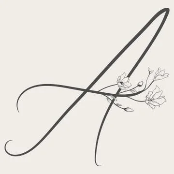 Vector Hand Drawn Flowered A monogram and logo Stock Illustration