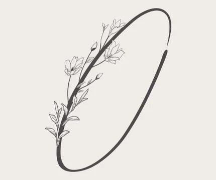 Vector Hand Drawn Flowered O monogram and logo Stock Illustration