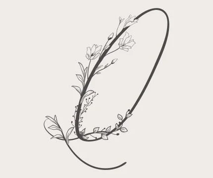 Vector Hand Drawn Flowered Q monogram and logo Stock Illustration
