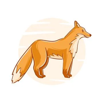 Vector hand drawn fox cartoon character Stock Illustration