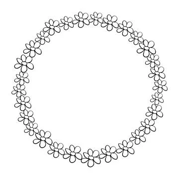 Vector hand drawn frame, border from black outline small flowers in doodle st 스톡 일러스트
