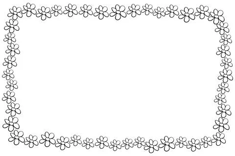 Vector hand drawn frame, border from black outline small flowers in doodle st 스톡 일러스트