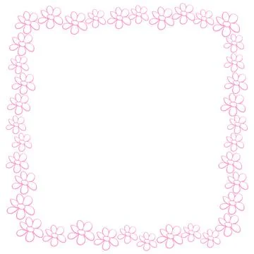 Vector hand drawn frame, border from black outline small flowers in doodle st 스톡 일러스트