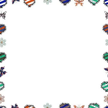 Vector. Hand drawn frames. Seamless pattern. Blank black, white and blue square 스톡 일러스트