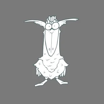 Vector hand drawn funny bird on plain background Stock Illustration