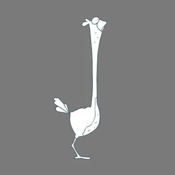 Vector hand drawn funny Ostrich on plain background Stock Illustration