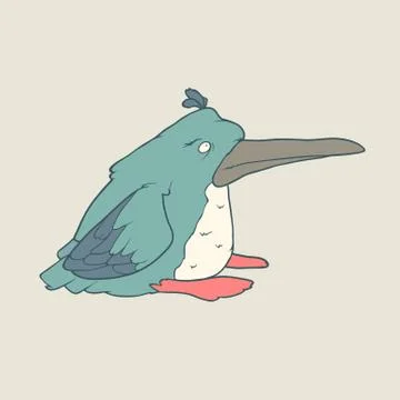 Vector hand drawn funny penguin on plain background Stock Illustration