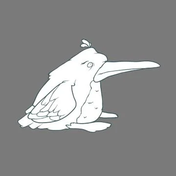 Vector hand drawn funny penguin on plain background Stock Illustration