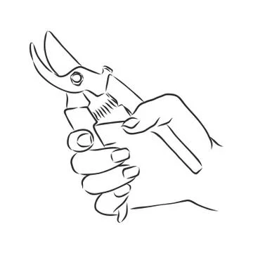 Vector hand drawn Garden pruner outline doodle icon. Garden pruner sketch ill Stock Illustration