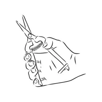 Vector hand drawn Garden pruner outline doodle icon. Garden pruner sketch ill Stock Illustration