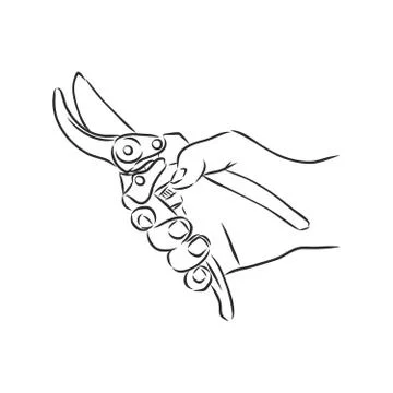 Vector hand drawn Garden pruner outline doodle icon. Garden pruner sketch ill Stock Illustration