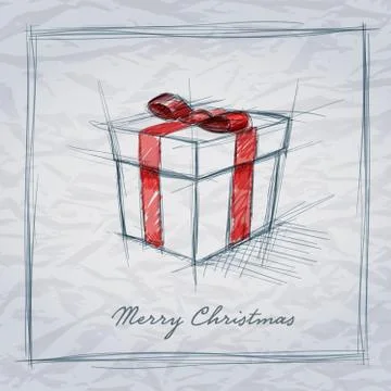 Vector hand drawn gift box Stock Illustration