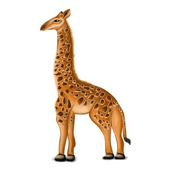 Vector hand drawn giraffe sketch, wild animal color illustration Stock Illustration