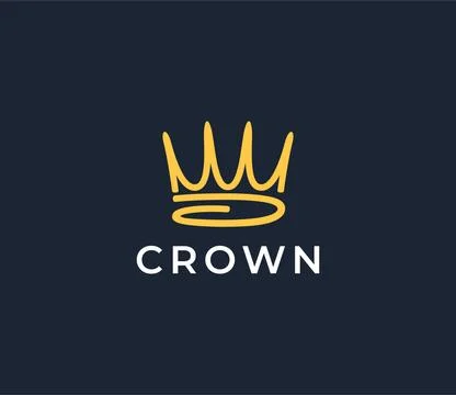Vector hand drawn golden crown logo design Stock Illustration