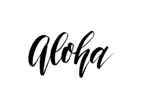 Vector hand drawn hawaiian summer inscription Aloha. Stock Illustration