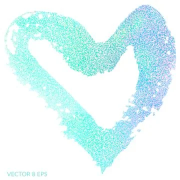 Vector hand drawn heart with glitter Stock Illustration