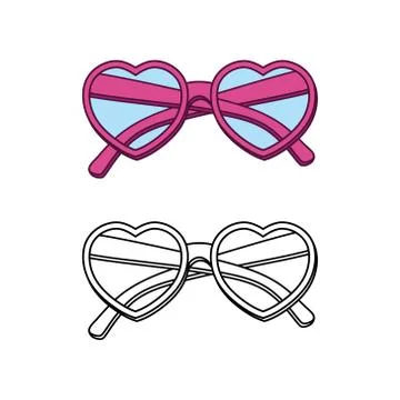 Vector hand-drawn heart shaped glasses isolated on white background Stock Illustration