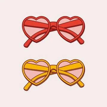 Vector hand-drawn heart shaped glasses isolated on white background Stock Illustration