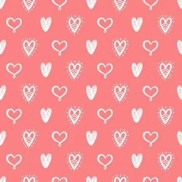 Vector hand drawn hearts seamless pattern Stock Illustration
