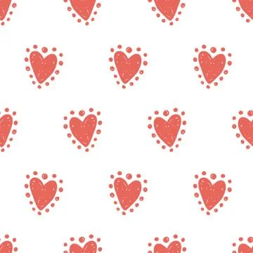 Vector hand drawn hearts seamless pattern Illustrazione stock