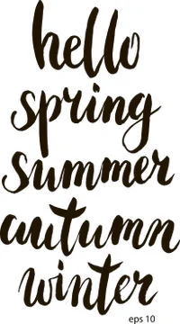 Vector hand drawn hello spring, summer, autumn, winter lettering. Vector Stock Illustration