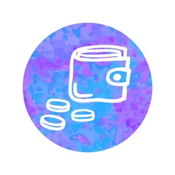 Vector hand drawn icon cap of wallet on watercolor background Illustrazione stock