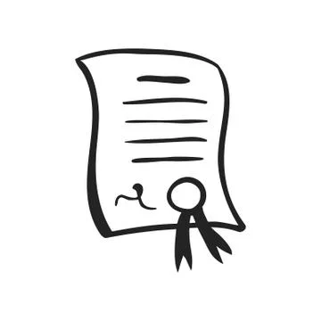 Vector hand drawn icon of certificate Illustrazione stock