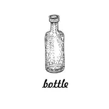 Vector hand drawn Illustration with bottle Stock Illustration