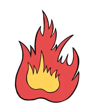 Vector hand drawn illustration of burning fire. Stock Illustration