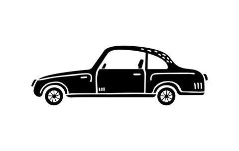 Vector hand-drawn illustration of a car. Personal vehicles. Stock-Illustration