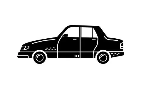 Vector hand-drawn illustration of a car. Personal vehicles. 스톡 일러스트