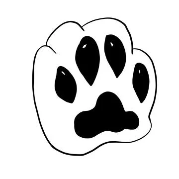Vector hand drawn illustration of cat's paw ,line art Stock Illustration