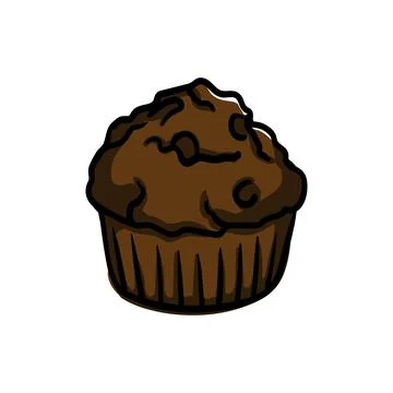 Vector hand drawn illustration of chocolate muffin Stock Illustration