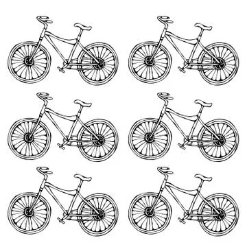 Vector hand drawn illustration of city bicycle in ink. Bike with step-through Stock Illustration
