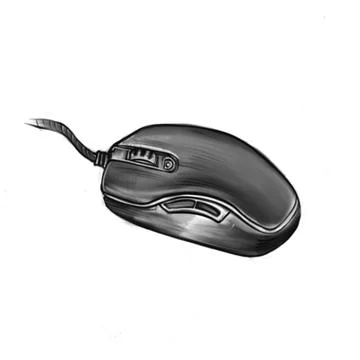 Vector hand drawn illustration of computer mouse Illustrazione stock