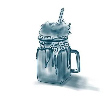 Vector hand drawn illustration concept of strawberry cocktail Stock Illustration