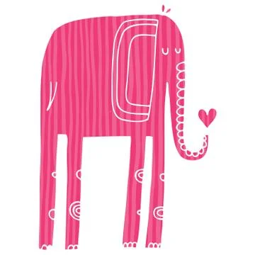 Vector hand drawn illustration with cote colorfull elephants Stock Illustration