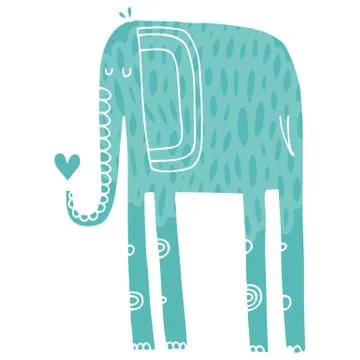 Vector hand drawn illustration with cote colorfull elephants Stock Illustration